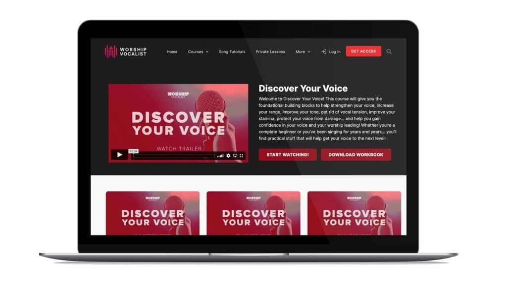 Watch the vocal lessons from your computer or device