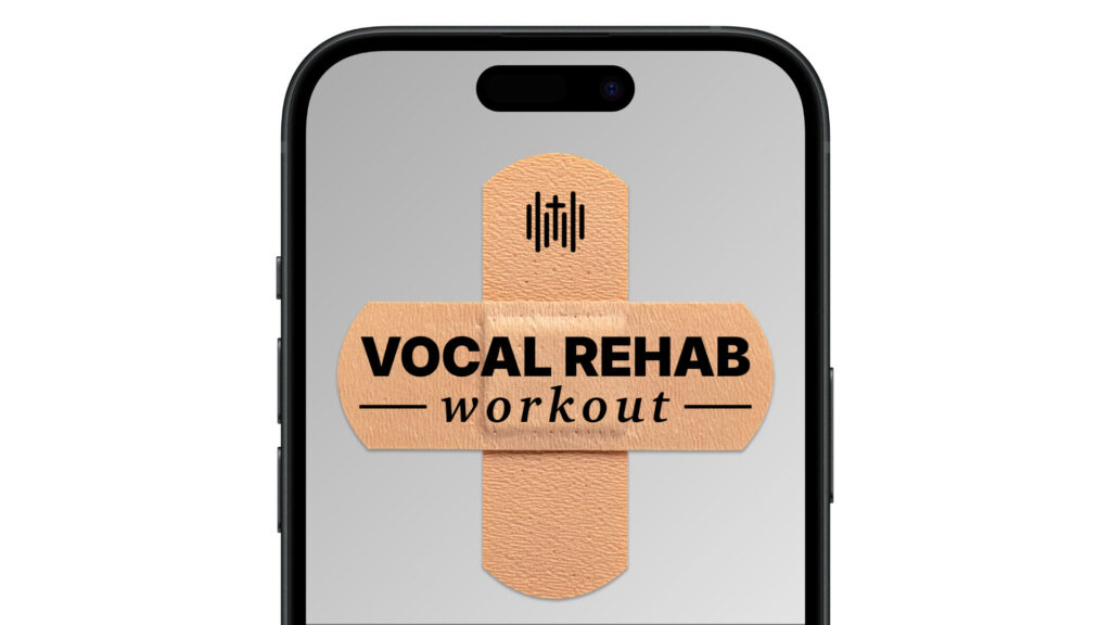 iPhone showing Vocal Rehab Workout audio tracks